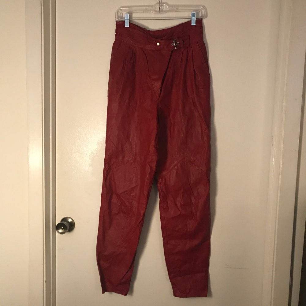 G-III Leather Fashions Red Leather Biker Pants
